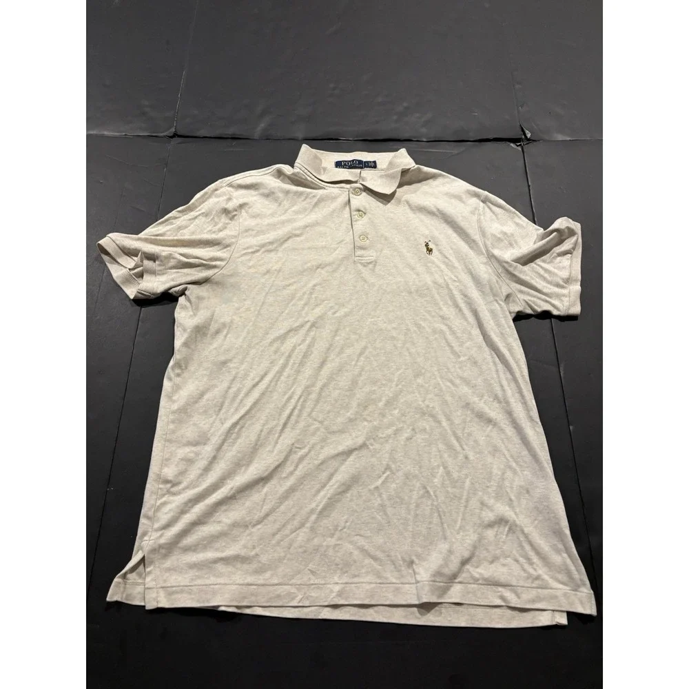 Polo Ralph Lauren Men's Classic Fit Soft Cotton Short-Sleeve Polo Shirt Beige LG